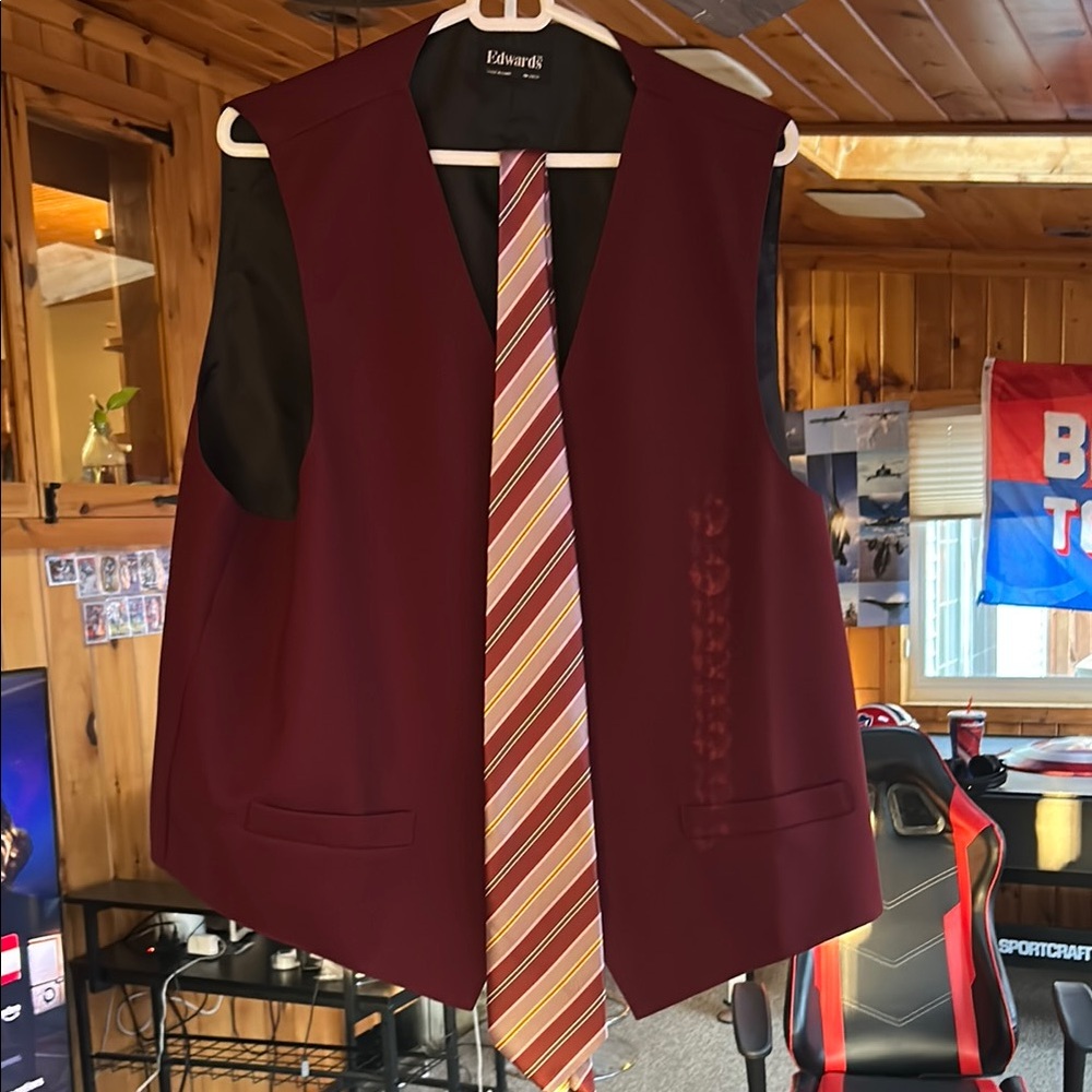 Red Knit Vest for Suits & Blazers